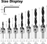 ▶Juego de Brocas Avellanadoras de Carpintería con Revestimiento de Titanio Juego de Brocas HSS para Carpintería Broca Avellanadora con Chaflán 7pcs