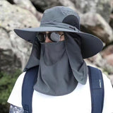 NDOOL 2 Unidades Sombrero para el Sol Protector Gorro Pescador Anti UV UPF50+, 2 Gorra Pesca Solar ala Ancha Transpirable Multiusos con Velo y Mosquitera Protección Cuello Al Aire Libre