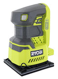 ▶ RYOBI  Lijadora de palma Ryobi P440 One + 18V Ion de litio 12,000 RPM 1/4 hoja con bolsa para polvo integrada y almohadillas de lijado incluidas (batería no incluida, solo herramienta eléctrica)