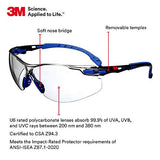 3M Solus 27597 Protective Eyewear 1000 Series S1107SGAF Scotchgard Anti-Fog Lens, 5" Height, 2" Wide, 10" Length, Polycarbonate/Plastic, One Size Fits Most, Blue/Black/Clear