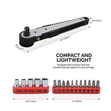 ▶ NEIKO  Right Angle 1/4-Inch Dual-Drive Head Mini Ratchet Wrench Screwdriver Bit and Socket 17-Piece Set | CR-V Steel