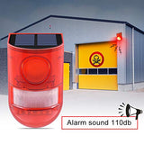 ▶ Solar Sound & Light Alarm Motion Sensor 110 Decibels Siren Sound Alert & 6LEDs Flash Warning Strobe Security Alarm System for Farm Villa