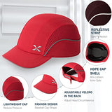 ▶ Gorra de Seguridad, Ligera, de Seguridad, Resistente, protección para la Cabeza, Transpirable, Gorra de protección para la Cabeza (M18109H-rojo-ala Corta)