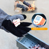 ▶ Guantes de soldador (40,6 cm, 500 °C, guantes de cocina, guantes resistentes al calor, guantes de manipulación de animales, guantes de Kevlar, para chimenea, fogata, barbacoa, manga larga, color negro y gris