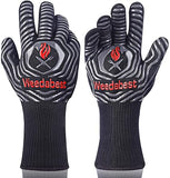 ▶ Guantes ignífugos  calientes resistentes al calor, guantes de cocina profesionales, largos resistentes al calor, para parrilla, ahumador, barbacoa, 34,3 cm, gris