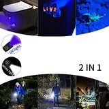 🔦 Linterna LED Luz UV y Blanco 2 en 1,AveDistante Linterna Ultravioleta Linterna Tácticas con Funcion de Agrandar y Enfocar 4 Modos para Lluminación Detectar Orina de Mascotas,Ciclismo,Camping, Flashlight 1000 Lúmenes Incluida AAA Batería