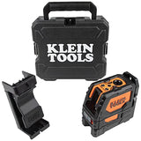 Klein Tools Nivel láser, autonivelante, nivel de línea cruzada verde de alta visibilidad con punto de fontanería rojo y abrazadera de montaje magnética