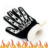 ▶ Guantes ignífugos Guantes de parrilla para barbacoa extremadamente resistentes al calor, guantes de silicona para horno ignífugos para hornear ahumadores, guantes de cocina con aislamiento térmico, 1 par