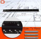 ▶ Juego de regla de escala arquitectónica de 12 pulgadas (imperial) | Herramienta de dibujo triangular de aluminio grabado con láser para Blueprints | Regla de metal estándar incluida