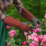 ▶ Guantes Jardinería largos, guantes de jardín de poda de rosas para mujeres y hombres, de piel sintética resistentes a espinas y pinchazos, guantes de trabajo floral con puño ajustable para Bushes, cactus, jardinero