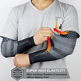 Beister Mangas de brazo UV Sun UPF 50 para hombres y mujeres, mangas de compresión deportivas, Negro con azul, XX-Large