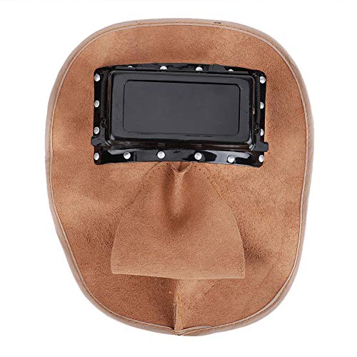 ▶ Capucha Soldador de Piel de Vaca Montada en la Cabeza Tapa de Doble Lente Antisalpicaduras Aislamiento Térmico Protección de Seguridad Capucha de Sombra Ancha Máscara de Soldador para Soldadura Eléc