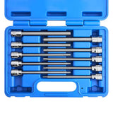 ▶ NEIKO Juego de vasos Allen hexagonales métricos extralargos de 3/8" | 10 piezas | Tamaños: 3 mm - 10 mm | Longitud del vástago: 6" | Puntas de acero S2 de alta calidad | Vasos de acero al cromo-vanadio de alta resistencia | Cumple con las normas ANSI