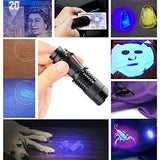 🔦 E T EASYTAO Linterna UV 2PCS, lampara led UV, Ultravioleta pequeña mano 395 nm Flashlight con Funcion de Agrandar, Detector de orina para mascotas, perros y gatos (Paquete de 2)