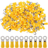 💢 Hilitchi 100pcs 12 – 10 AWG Terminales aislados anillo Electrical Wire Crimp Conectores (Amarillo, M5), Yellow - M5