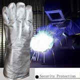 ▶ Guantes ignífugo de papel de aluminio de alta temperatura Guantes Resistencia de la hornada Anti-escaldar Anti-Liquid nitrógeno amoniacal Oxyge