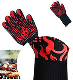 ▶ Guantes ignífugos  parrilla de barbacoa [166 °F] Guantes extremadamente resistentes al calor, guantes de silicona para horno ignífugos para hornear ahumadores, guantes de cocina con aislamiento térmico, 1 par
