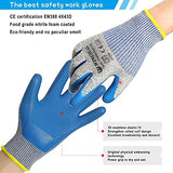 ▶ Guantes de Trabajo Anticorte  de nivel 5 de protección, con revestimiento de látex ecológico, comodidad y destreza, guantes de corte de seguridad para cocina, desprendimiento de ostras, corte de carne, mandolina, pequeño