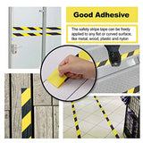 ▶ Cinta de seguridad de advertencia de peligro, 36 yardas x 2 cm x 4 rollos, color amarillo y negro, rollo de cinta de precaución, impermeable, antideslizante, no abrasiva, autoadhesiva, para piso de pared, piso, equipo de tuberías, fábrica