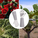 ▶ HANDLANDY Guantes de jardinería para mujeres y hombres, guantes de cuero de manga larga para podar rosas, guantes de trabajo a prueba de espinas para jardín, guantes de manejo de animales (grandes, gris)
