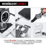 Redlemon Juego de Herramientas de Precisión (117 piezas) con Puntas Magnéticas y Extensión Flexible. Para Reparación de Celulares, PC, etc. Desarmador Philips, Torx, Pentalobe, Triwing, Allen y más