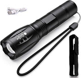 🔦 Linterna recargable TBONEEY Linterna LED Militar Visión Nocturna, Linterna de Mano USB Recargable Linternas Alta Potencia Tactica Lampara Táctica Militar de Mano Impermeable, 5 Modo, Zoomable, para Ciclismo, Camping