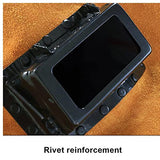 ▶ Capucha de Soldador Soldadura de la cara de la cubierta de la campana del soldador del casco de cuero resistente al calor con lente de filtro de protección de la cara del cuello de los ojos de la soldadora accesorios de