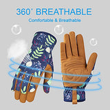 ▶ Guantes Jardinería de cuero para mujer, guantes de trabajo para deshierbar, cavar, plantar, rastrillar y podar (B-azul)