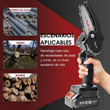 ▶ Mini Motosierra Inalámbrica de Mano de 21 V, Motosierra Eléctrica Portátil con 2 Batería Recargable, 1 Cargador y 1 Cadena, Sierra de Arbol Eléctrica para Jardinería, Agricultura y Rancho