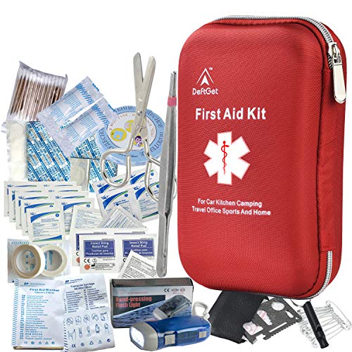 ▶ Botiquín de Primeros Auxilios  163 Piezas Impermeable portátil Lesiones Esenciales y Cruz roja, Kits de Equipo médico de Emergencia: para Coche, Cocina, Camping, Viajes, Oficina, Deportes y hogar
