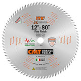 CMT 252.072.12 ITK Hoja de sierra de corte fino industrial, 12 pulgadas x 72 dientes 1 FTG+2 ATB Grind con orificio de 1 pulgada