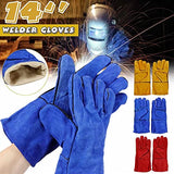 ▶ Guantes de Soldador Guantes de Seguridad Anti-Calor de Cuero no resbaladizo Guantes de Seguridad 14 '' (Color : Yellow)