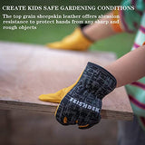 ▶ Guantes de trabajo de piel auténtica para niños, guantes de trabajo de jardinería para niños, guantes de seguridad, diseño reflectante, transpirable, perfectos para jardinería infantil, trabajo en el patio, al aire libre (mediano, negro, 4 a 6 años)