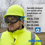 ▶  Gafas de seguridad, protección ocular Wildland Fire OTG, antiniebla, resistente a los arañazos, protector de ojos para hombres y mujeres con lente transparente, correa ajustable, marco negro, S80225