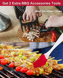 ▶ Guantes ignífugos guantes de barbacoa de 800 °C, resistentes al calor, guantes ignífugos, guantes de barbacoa, guantes de horno para ahumar, cocinar, hornear, con garras de triturador de carne y cepillo para untar salsa (negro)