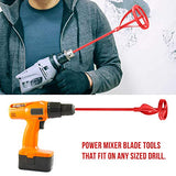 ▶ Juego de 2 cuchillas mezcladoras de pintura, resina epoxi, barro y cemento, herramientas de agitación para taladro eléctrico, palas de mezcla de cinta de 15.5 y 14 pulgadas, cañas de cabeza hexagonal de 3/8 y 5/16 pulgadas, mezcla de cubo de