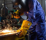 ▶ Guantes de soldador 14 pulgadas, calor, llama, forja, manoplas de palo, manejo de ollas, horno, parrilla, fuego, estufa, Tig Mig, barbacoa, animal (grande, palma reforzada doble)