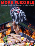 ▶ Guantes ignífugos  calientes resistentes al calor, guantes de cocina profesionales, largos resistentes al calor, para parrilla, ahumador, barbacoa, 34,3 cm, gris