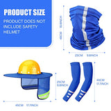 Sombrero duro para el sol, protección para el cuello, alta visibilidad, protección solar para el cuello, malla de ala completa, protección solar y polaina para el cuello, bandana para la cara, accesorios para casco duro (azul)