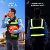 Chaleco de Seguridad Premium | Chaleco de Seguridad Industrial, Reflejante y Multifuncional con Cinta de Alta Visibilidad y Bolsa Transportadora. Varios Colores. (MEDIANO, GRIS)