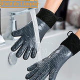 ▶ Guantes ignífugos Guantes de Silicona para Cocina - Guantes para Parrilla de Barbacoa de Horno - Guantes Silicona y Algodón de Doble capa Resistente al Calor y Antideslizantes - para Asar a la Parrilla|Cocinar|Hornear (Negro)