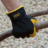 ▶ Guantes de jardinería de cuero para hombre, guantes de trabajo utilitarios para mecánicos, construcción, conductor, diseño transpirable destreza (mediano, 3 pares amarillo)