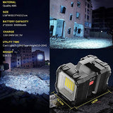 🔦 Linterna recargable Linterna de foco LED, linterna recargable de 4000 lm, 10000 mAh, linterna de búsqueda de camping 3+4 modos de luces, linterna LED de mano impermeable como banco de energía