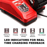 ▶ Lilocaja Cargador de batería multivoltaje M12 y M18 de repuesto para Milwaukee Rapid Charger 48-59-1812, compatible con Milwaukee M12 12V y M18 18V batería de iones de litio 48-11-2420 48-11-2401 48-11-1840