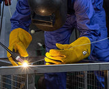 ▶ Guantes de soldador 14 pulgadas, calor, llama, forja, manoplas de palo, manejo de ollas, horno, parrilla, fuego, estufa, Tig Mig, barbacoa, animal (grande, palma reforzada doble)