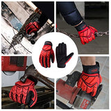 Guantes mecánicos de servicio pesado, guantes acolchados premium (antivibración, antiabrasión, guantes de impacto) (XXL, negro y rojo)
