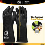 ▶ Guantes ignífugos Guantes resistentes al calor extremo para barbacoa – Guantes de parrilla de alta temperatura –ente al aceite – Revestimiento de neopreno (18 pulgadas)