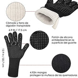 ▶ Guantes ignífugos  Barbacoa, Guantes Asador de Parrilla para Horno 1472 ℉de Silicona Guantes Cocina Aislamiento Térmico Resistente a Altas Temperaturas Antideslizantes para Cocción, Horneado, Soldadura, Corte, 13 Pulgadas (Negro)