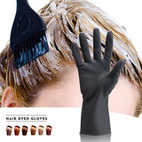 ▶ Guantes de tinte para el pelo, color negro, reutilizables, para peluquería, látex, grandes, gruesos, de goma, para la limpieza, cocina, lavaplatos, 5 pares