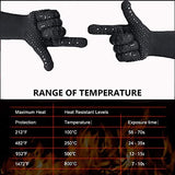 ▶ Guantes ignífugos guantes de barbacoa de 800 °C, resistentes al calor, guantes ignífugos, guantes de barbacoa, guantes de horno para ahumar, cocinar, hornear, con garras de triturador de carne y cepillo para untar salsa (negro)